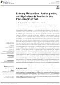 Cover page: Primary Metabolites, Anthocyanins, and Hydrolyzable Tannins in the Pomegranate Fruit