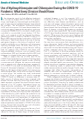 Cover page: Use of Hydroxychloroquine and Chloroquine During the COVID-19 Pandemic: What Every Clinician Should Know