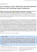 Cover page: Nacc1 Mutation in Mice Models Rare Neurodevelopmental Disorder with Underlying Synaptic Dysfunction.