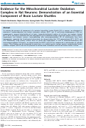 Cover page: Evidence for the Mitochondrial Lactate Oxidation Complex in Rat Neurons: Demonstration of an Essential Component of Brain Lactate Shuttles