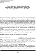 Cover page: Renal Collecting System Injury During Percutaneous Nephrolithotomy, More Likely When Using Continuous Flow Sheaths?