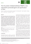 Cover page: The Sm protein methyltransferase PRMT5 is not required for primordial germ cell specification in mice