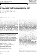 Cover page: Relative Fixation Strength of Rabbit Subscapularis Repair Is Comparable to Human Supraspinatus Repair at Time 0