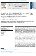 Cover page: The good, the rich, and the powerful: How young children compensate victims of moral transgressions depending on moral character, wealth, and social dominance