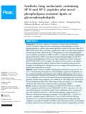 Cover page: Synthetic lung surfactants containing SP-B and SP-C peptides plus novel phospholipase-resistant lipids or glycerophospholipids.