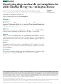 Cover page: Genotyping single nucleotide polymorphisms for allele-selective therapy in Huntington disease