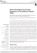 Cover page: Novel Techniques for Ex Vivo Expansion of Cord Blood: Clinical Trials