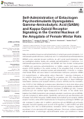 Cover page: Self-Administration of Entactogen Psychostimulants Dysregulates Gamma-Aminobutyric Acid (GABA) and Kappa Opioid Receptor Signaling in the Central Nucleus of the Amygdala of Female Wistar Rats