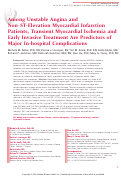 Cover page: Among Unstable Angina and Non–ST-Elevation Myocardial Infarction Patients, Transient Myocardial Ischemia and Early Invasive Treatment Are Predictors of Major In-hospital Complications