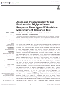 Cover page: Assessing Insulin Sensitivity and Postprandial Triglyceridemic Response Phenotypes With a Mixed Macronutrient Tolerance Test