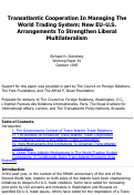 Cover page: Transatlantic Cooperation In Managing The World Trading System: New EU-U.S. Arrangements To Strengthen Liberal Multilateralism