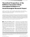 Cover page: Theoretical Perspectives of the Baltimore Ecosystem Study: Conceptual Evolution in a Social–Ecological Research Project