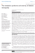 Cover page: The metabolic syndrome and severity of diabetic retinopathy