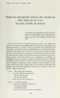 Cover page: Sobre la concepción mística del amado en San Juan de la Cruz: los dos niveles de lectura