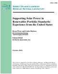 Cover page: Supporting Solar Power in Renewables Portfolio Standards: Experience from the United States