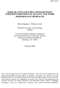 Cover page: Some Quantitative Relations between Indoor Environmental Quality and Work Performance or 
Health