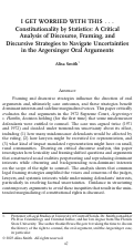 Cover page: I get Worried with This...Constitutionality by Statistics: A Critical Analysis of Discourse, Framing, and Discursive Strategies to Navigate Uncertainties in the Argersinger Oral Arguments