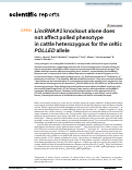 Cover page: LincRNA#1 knockout alone does not affect polled phenotype in cattle heterozygous for the celtic POLLED allele.