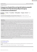 Cover page: Comparison of opioid‐free and opioid‐inclusive propofol anaesthesia for thyroid and parathyroid surgery: a randomised controlled trial