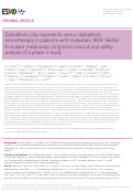 Cover page: Dabrafenib plus trametinib versus dabrafenib monotherapy in patients with metastatic BRAF V600E/K-mutant melanoma: long-term survival and safety analysis of a phase 3 study