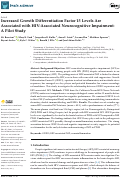 Cover page: Increased Growth Differentiation Factor 15 Levels Are Associated with HIV-Associated Neurocognitive Impairment: A Pilot Study.