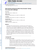 Cover page: DATA SHARING AND REPRODUCIBLE CLINICAL GENETIC TESTING: SUCCESSES AND CHALLENGES