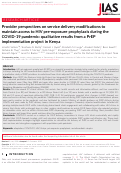 Cover page: Provider perspectives on service delivery modifications to maintain access to HIV pre‐exposure prophylaxis during the COVID‐19 pandemic: qualitative results from a PrEP implementation project in Kenya