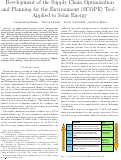 Cover page: Development of the Supply Chain Optimization and Planning for the Environment (SCOPE) Tool -  Applied to Solar Energy