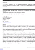 Cover page: The Role of Health in the Technology Acceptance Model Among Low-Income Asian American Older Adults: Cross-Sectional Survey Analysis.