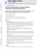 Cover page: Enhancing Community-Based Participatory Research Partnerships Through Appreciative Inquiry