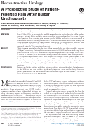 Cover page: A Prospective Study of Patient-reported Pain After Bulbar Urethroplasty