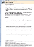 Cover page: Utility of serum thyroglobulin measurements after prophylactic thyroidectomy in patients with hereditary medullary thyroid cancer