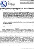 Cover page: Integrating Mixed-Reality Simulations in TESOL Teacher Preparation Programs: Principles, Strengths, and Weaknesses