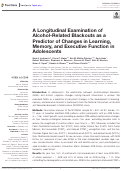 Cover page: A Longitudinal Examination of Alcohol-Related Blackouts as a Predictor of Changes in Learning, Memory, and Executive Function in Adolescents