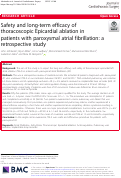Cover page: Safety and long-term efficacy of thoracoscopic Epicardial ablation in patients with paroxysmal atrial fibrillation: a retrospective study