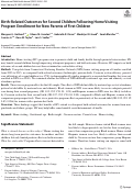 Cover page: Birth-Related Outcomes for Second Children Following Home Visiting Program Enrollment for New Parents of First Children.