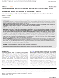 Cover page: Environmental tobacco smoke exposure is associated with increased levels of metals in childrens saliva.