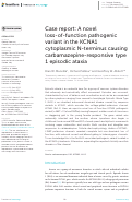 Cover page: Case report: A novel loss-of-function pathogenic variant in the KCNA1 cytoplasmic N-terminus causing carbamazepine-responsive type 1 episodic ataxia