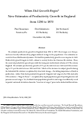Cover page: When Did Growth Begin? New Estimates of Productivity Growth in England from 1250 to 1870