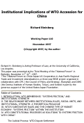 Cover page: Institutional Implications of WTO Accession for China