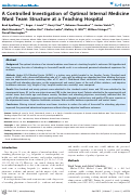 Cover page: A Controlled Investigation of Optimal Internal Medicine Ward Team Structure at a Teaching Hospital