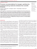 Cover page: Precursor recommendation for inorganic synthesis by machine learning materials similarity from scientific literature