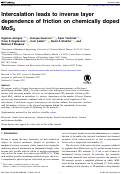 Cover page: Intercalation leads to inverse layer dependence of friction on chemically doped MoS<sub>2</sub>.