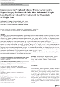 Cover page: Improvement in Peripheral Glucose Uptake After Gastric Bypass Surgery Is Observed Only After Substantial Weight Loss Has Occurred and Correlates with the Magnitude of Weight Lost