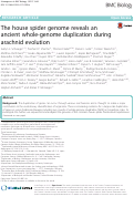 Cover page: The house spider genome reveals an ancient whole-genome duplication during arachnid evolution