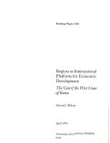 Cover page: Regions as International Platforms for Economic Development: <em>The Case of the West Coast of Korea</em>