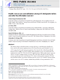 Cover page: Health Care Access and Utilization Among U.S. Immigrants Before and After the Affordable Care Act