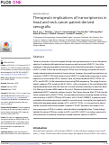 Cover page: Therapeutic implications of transcriptomics in head and neck cancer patient-derived xenografts