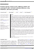 Cover page: Prenatal exposure to hypoxic risk conditions in autistic and neurotypical youth: Associated ventricular differences, sleep disturbance, and sensory processing.