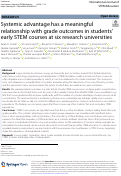 Cover page: Systemic advantage has a meaningful relationship with grade outcomes in students early STEM courses at six research universities.